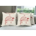 thumbnail image 6 of Ambesonne Christmas Throw Pillow Cover 4 Pack, Sleeping Cat, 24", Red, 6 of 7