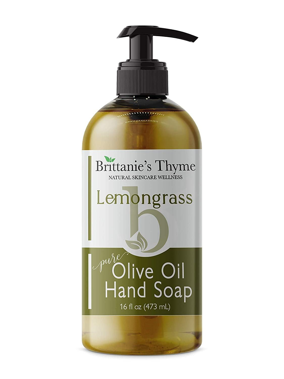 Organic Natural Hand Soap, 16 oz Lemongrass Castile Soap Made Olive Oil