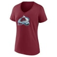 thumbnail image 2 of Women's Fanatics Burgundy Colorado Avalanche Primary Logo Team V-Neck T-Shirt, 2 of 3