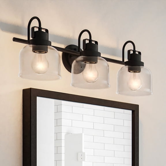 Luxury Modern Farmhouse Bath Light, 9''H x 24''W, Matte Black Finish, Gildova Collection, by Urban Ambiance