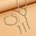 thumbnail image 4 of Wedding Jewelry Set for Brides Bridesmaids Silver Rhinestone Necklace Earrings Bracelet Sets Formal Costume Jewelry Prom Jewelry Sets for Women, 4 of 17
