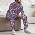 thumbnail image 7 of Daiia white Skull Flower for Men's Long-Sleeved Pajama Set – Soft & Comfortable Sleepwear Button-Up Pajamas Cozy Lounge Wear-Small, 7 of 7