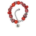 thumbnail image 2 of Delight Jewelry Silvertone Disc 1/2'' Initial - k - Red Paw Print Bead Bracelet, 7"+2", 2 of 4