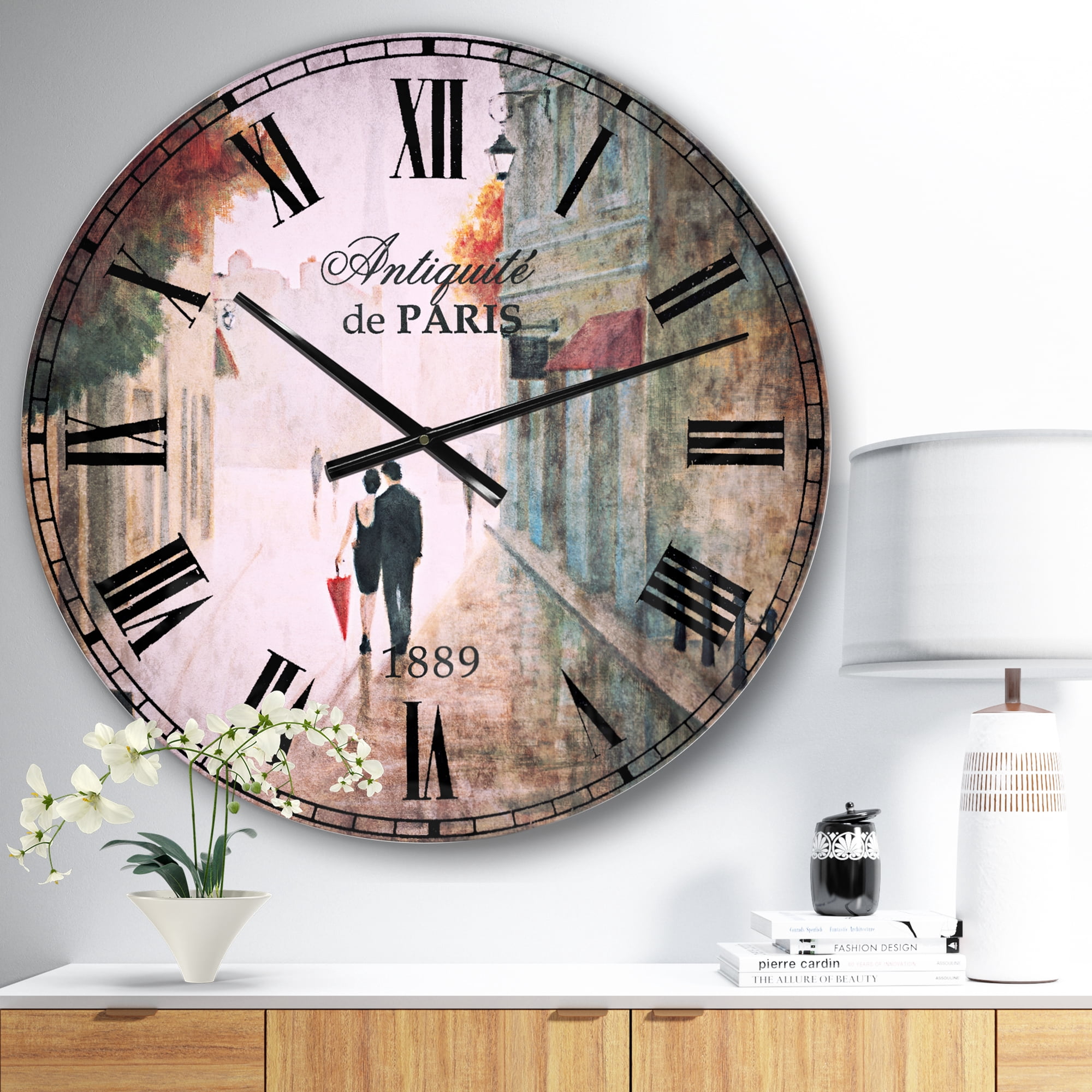 Designart 'Paris Romance Couples II' Traditional wall clock
