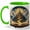 Green, variant on Moonlit Castle Storybook Coffee Mug, Magical Fantasy Castle Open Book Design, 11 oz Ceramic Cup