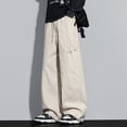 thumbnail image 2 of Men's Baggy Solid Color Casual Pants With Drawstring Waist And Wide Legs Beige L, 2 of 5