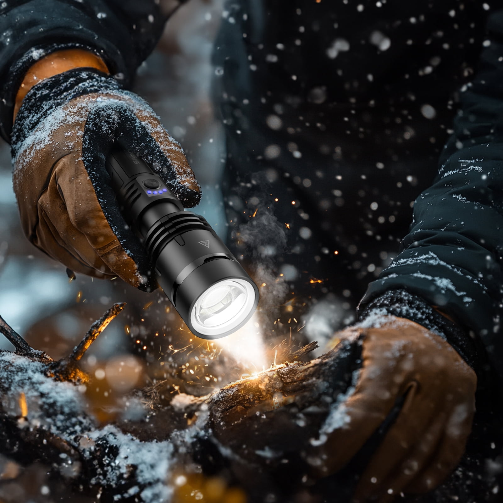 SKYFIRE XHP160 Super Bright 10000 Lumens LED Flashlight, Rechargeable 5000mAh, IP67 Waterproof, Zoomable, 5 Modes, High Power Tactical Flashlight for Camping, Hiking, Emergencies