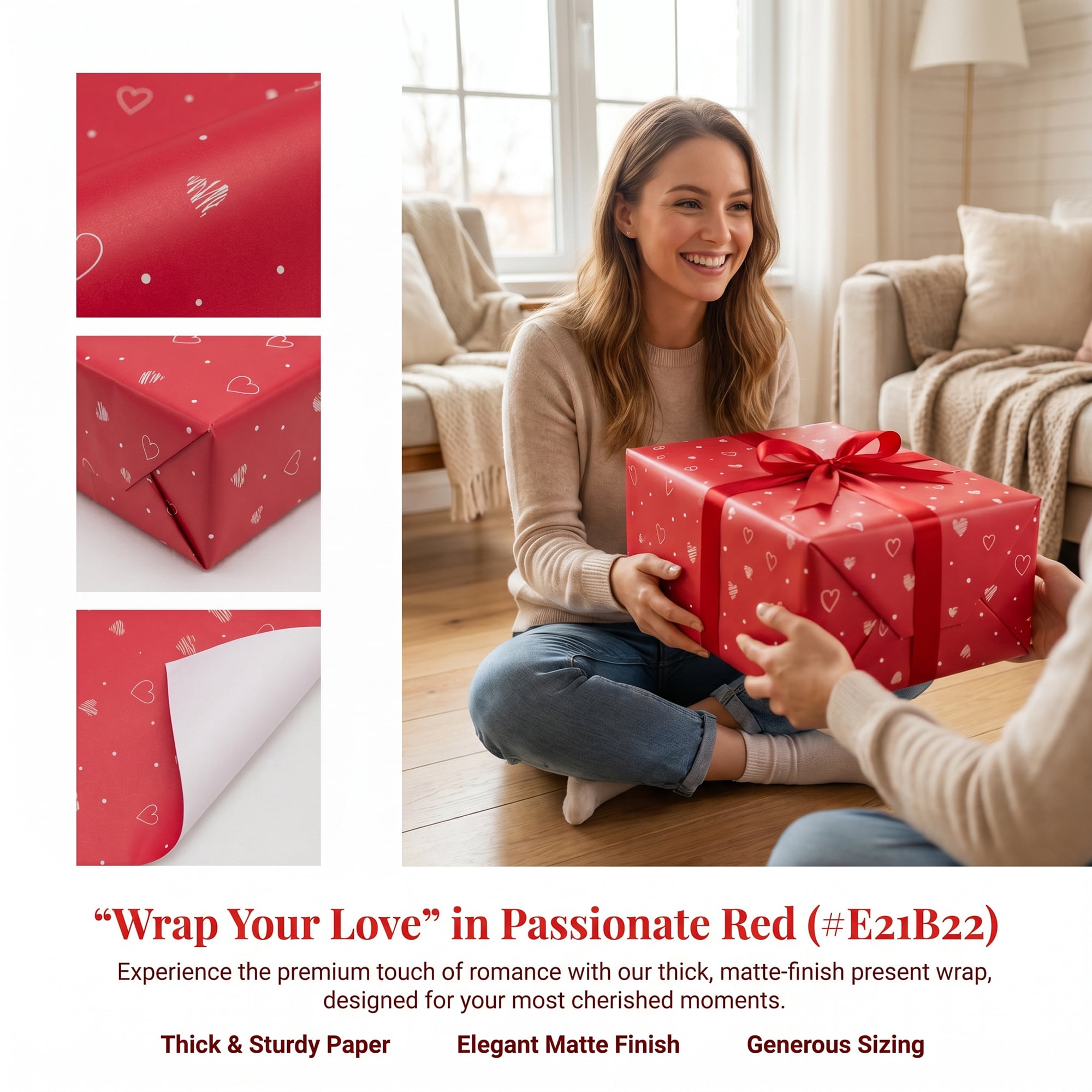 Unique Bargains Heart Gift Wrapping Paper Sheet for Romantic Occasion 5Pcs Red 27.6"x19.7"