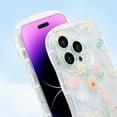 thumbnail image 6 of Compatible with iPhone 14 Pro Max Clear Case Curly Wave Frame Floral Lace Shape TPU Slim Camera Protection Phone Cover with Flower Beaded Lanyard Wrist Strap Design Case for Women Girls, 6 of 9