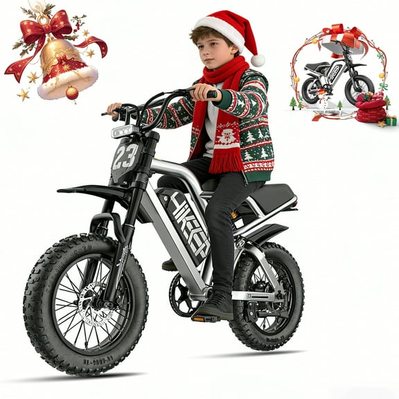 Electric Bike for Teenagers, Ages 7  with 750W Brushless Motor, 16" Fat Tire, 19.8 MPH Electric Mountain Bicycle with Removable Battery, UL2849