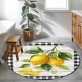 thumbnail image 3 of Yellow Lemon Round Area Rug 3.3Ft Washable Circle Rugs for Dining Room Table, Summer Botanical Black White Checkered Wooden Non-Slip Carpet Floor Mats Indoor Outdoor Carpet Runner Home Decor, 3 of 8