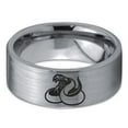 thumbnail image 2 of Tungsten Hissing Snake Python Serpent Band Ring 8mm Men Women Comfort Fit Gray Flat Cut Brushed Polished, 2 of 4