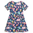 thumbnail image 2 of FORMRS Girls Short Sleeve Dress Summer Casual Round Neck A-line Beach Sundress, Sizes 2T-8T, Pink Cartoon Truck Pattern, 2 of 8