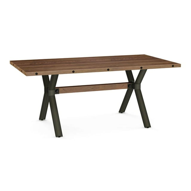 Amisco Laredo Distressed Wood and Metal Dining Table in Brown/Gun Metal
