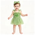 thumbnail image 4 of JUMEYU Newborn Girl Dresses Baby Outfit Newborn Girl Summer Clothes Short Sleeve Romper Romper 0 3 6 9 12 18 24 Months (Green,3-6 Months), 4 of 5