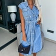 thumbnail image 2 of Sentmoon Robe en Jean pour Femmes Coupe Ample Sans Manches à Col en V Robes d'Été pour Femmes 2026 Robes d'Été en Denim pour Femmes Mode pour le Quotidien et les Déplacements S, 2 of 8