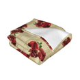thumbnail image 3 of XMXT Throw Blanket, Red Pomegranate Background Machine Washable Blankets for Sofa, 80 x 60 inches, 3 of 9