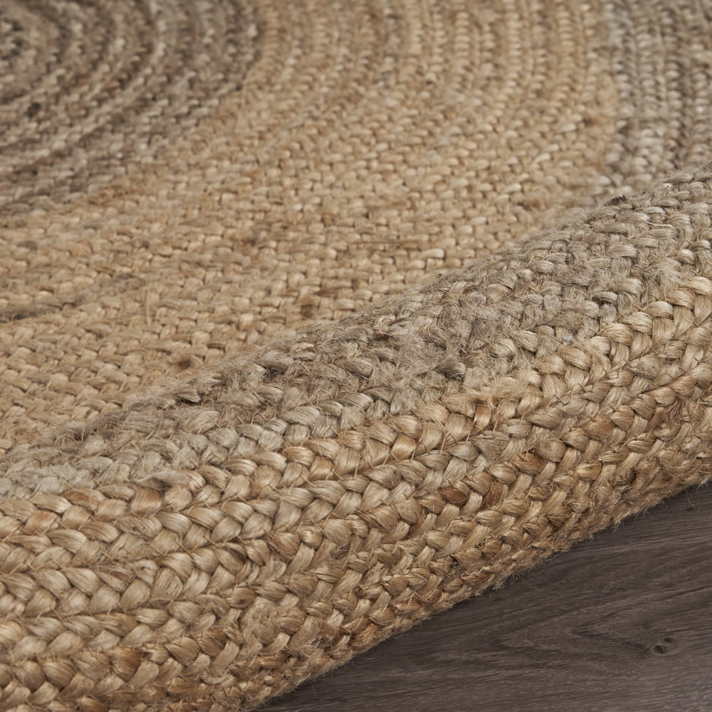 Woven Paths Toned Braided Natural Jute Area Rug