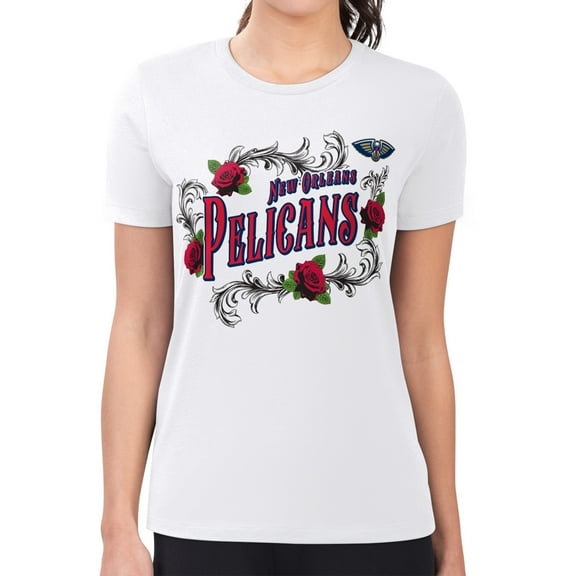 Women's G-III 4Her by Carl Banks White New Orleans Pelicans Super-Slim Fit Lightweight Roses Crew Neck T-Shirt