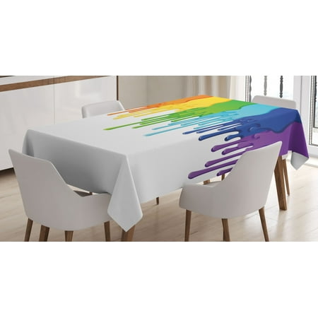 

Abstract Tablecloth Rainbow Colored Paint with Leaking Splattered Drops Creative Artsy Graphic Design Rectangular Table Cover for Dining Room Kitchen 60 X 84 Inches Multicolor by Ambesonne