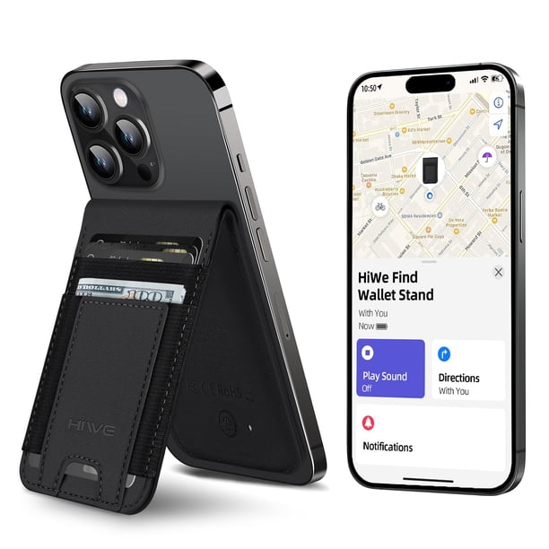 Soporte magnético tipo cartera para iPhone HiWe MagSafe Wallet negro