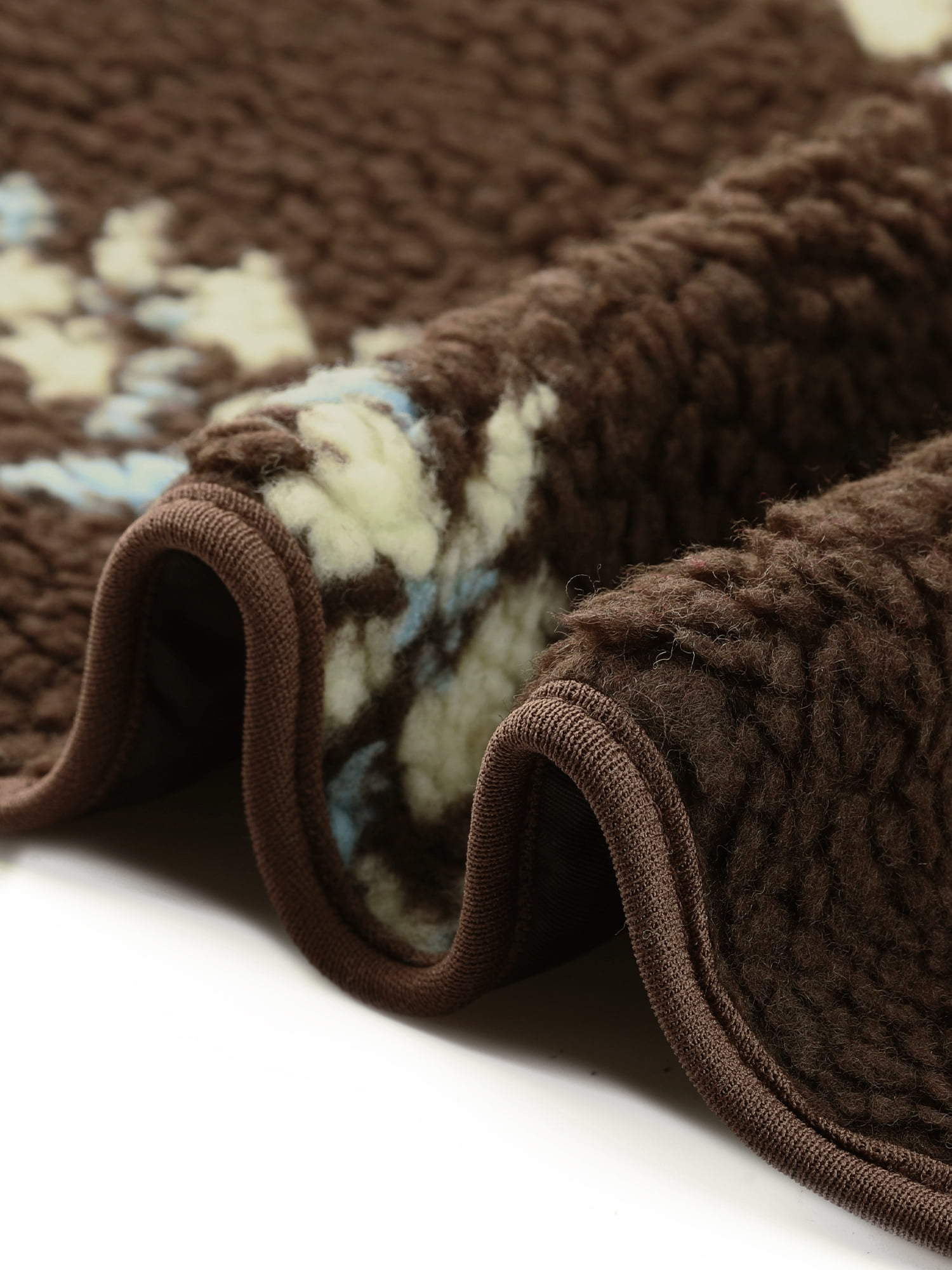 DARING DIVA Fleece Jacket Floral Print Long Sleeve Outwear S Brown