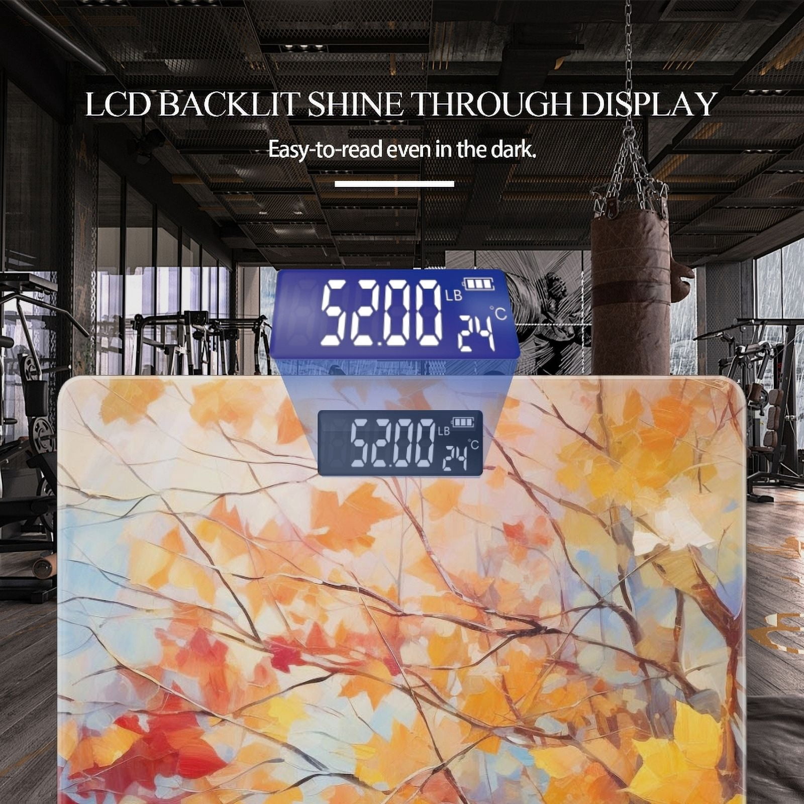 Bathroom Scale, Highly Accurate Digital Body Scale,Precisely Measures Weight up to 400 lbs-Autumn Leaves With Colorful Fall Foliage On Tree Branches
