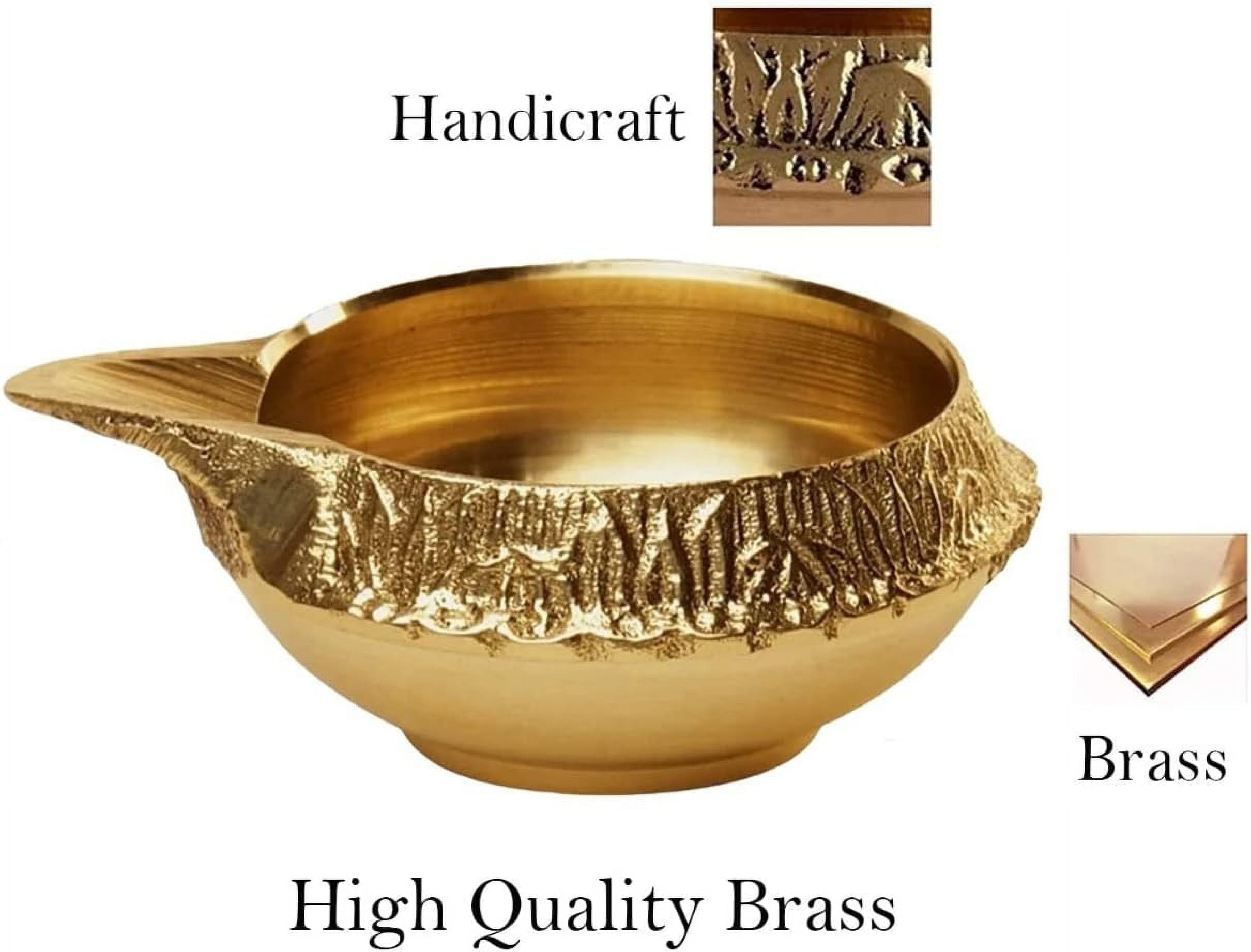 RATAN ENTERPRISES Set of 12 Handmade Pure Brass Kuber Diyas Oil Lamps for Puja Room Decoration and Diwali Festival