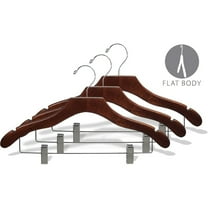 The Great American Hanger Company Wavy Walnut Suit Hanger with Clips and Notches (Box of 25)
