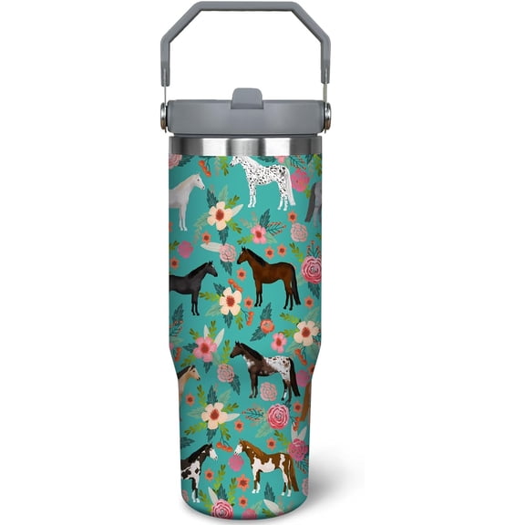 30 oz Horse Tumbler with Handle Gifts for Horse Lover Funny Cool Birthday Gift 30oz Stainless Steel Travel Cup Mug Water Bottle