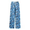 thumbnail image 6 of Dress Pants Women Petite High Waisted Wide Leg Summer Beach Vacation Women's Pants Boho Lounge Casual Palazzo Trousers Sky Blue 2XL, 6 of 7