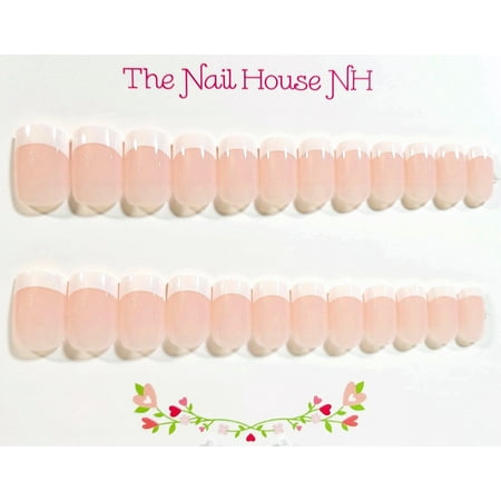 French Manicure No. 3 Short Square Press-On Nails By The Nail House NH - 24 Pieces