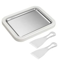 Rolled Ice Cream Maker Instant Ice Cream Roller Maker Tray with 2 Spatulas DIY Homemade Ice Cream tray for Yogurt Sorbet Fun Family Activities DIY Parent-Child Time White