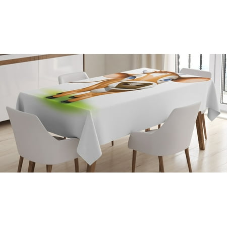 Cow Eye - Baby Tablecloth, Digitally Composed Cow with Beautiful Captivating Eyes Livestock Theme, Rectangular Table Cover for Dining Room Kitchen, 52 X 70 Inches, Cinnamon Royal Blue Green, by Ambesonne