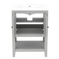 thumbnail image 6 of 24" Grey Modern Solid Wood Bathroom Vanity with Semilune Ceramic Sink for Easy Storage in Bathroom, 6 of 7