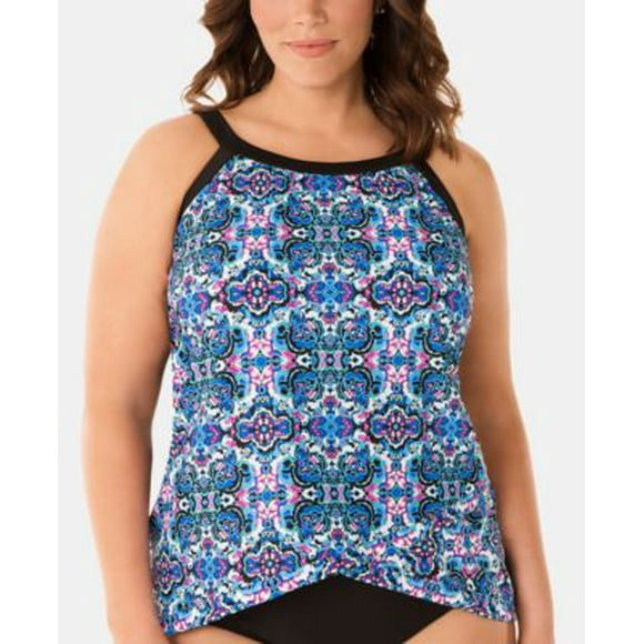 Swim Solutions Haut Tankini Grande Taille Geo Journey Crossover-Hem, Créé pour Macy's - Geo Journey