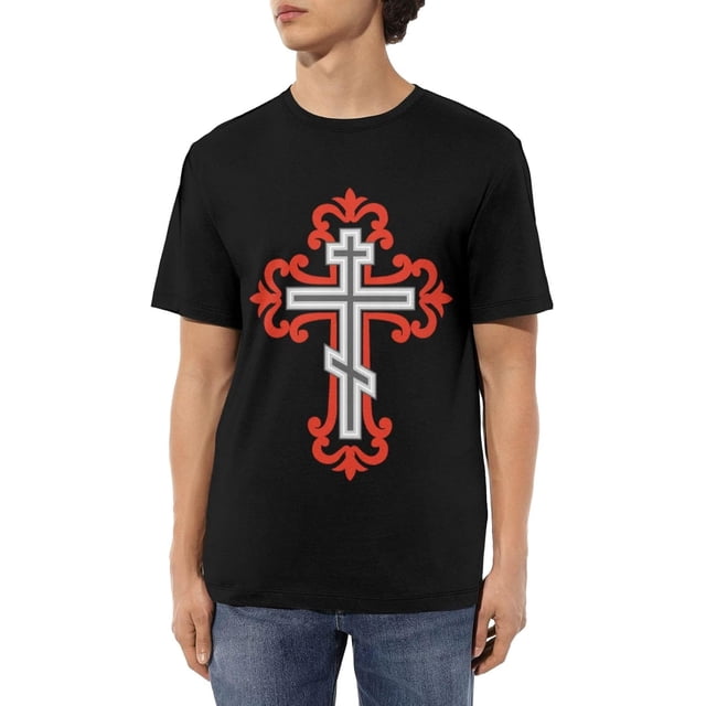Camisetas de algodón para hombre con cruz ortodoxa, camisetas casuales básicas de cuello redondo, camisetas de moda de manga corta.