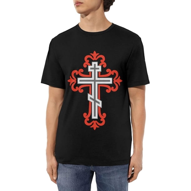 Camisetas de algodón para hombre con cruz ortodoxa, camisetas casuales básicas de cuello redondo, camisetas de moda de manga corta.