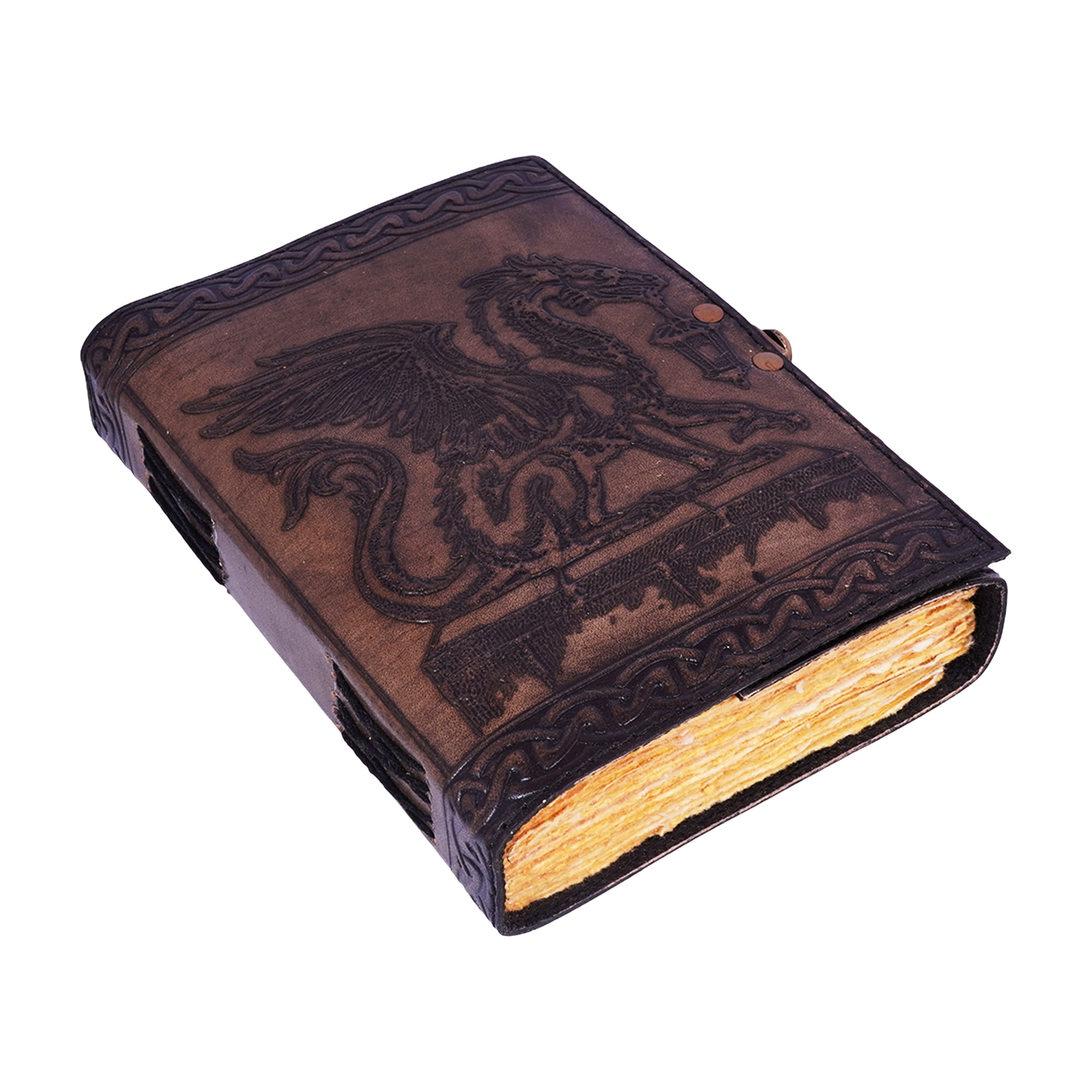 Dragon Holding Lantern Embossed Leather Journal – 5 x 7 Inch Handmade Vintage Notebook for Writing, Sketching & Travel