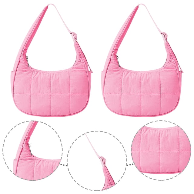 Bolso Mano Hombro Puffer Crescent Bag para Mujer Acolchado (Rosa) Rojo