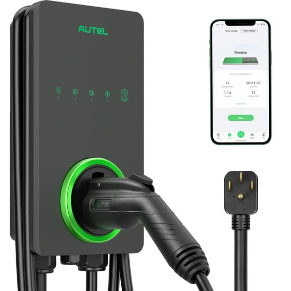 Autel Home Smart AI Level 2 EV Charger up to 40Amp, 240V, Indoor/Outdoor Fast Electric Vehicle Charging Station with Flexible 25-Foot Cable, NEMA 14-50 Plug, Dark Gray