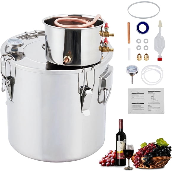 QinaQin Destilador de acero inoxidable de 38 L con termómetro integrado, kit para destilación y elaboración casera