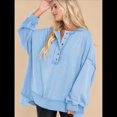 thumbnail image 4 of Sudadera para Mujer, Estilo Informal, de Larga, con Botones y Cuello Henley, Estilo Túnica, para Otoño. Azul XXL, 4 of 7