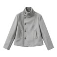 thumbnail image 2 of Peacoat Womens Coat Winter Coats Loose Casual Short Jacket Outwear Button down High Neck Short Pea Coats with Pockets Grey S by Duoif, 2 of 8