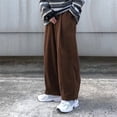 thumbnail image 3 of TNOBHG Men Straight Leg Pants Men Corduroy Pants Straight Leg Japanese Retro Style Elastic Waist Drawstring Loose Fit Trousers, 3 of 8