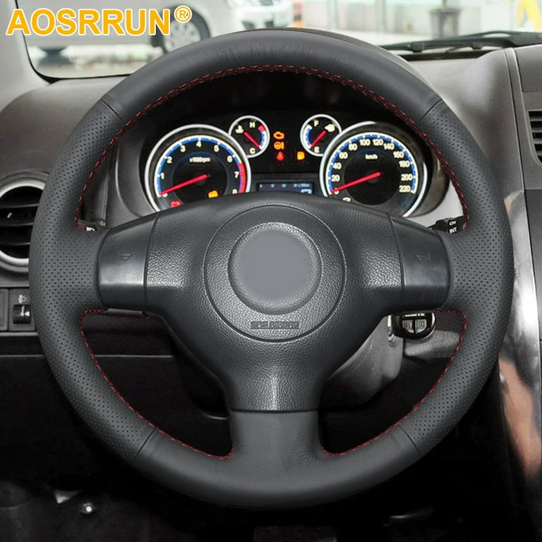 RED LINE Car Accessories Leather Hand stitched Car Steering Wheel Cover For Suzuki SX4 Alto Old