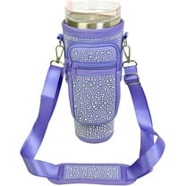 Bling Water Bottle Holder with Adjustable Strap & Straw Cover for Cup 40 oz Tumbler with Handle, Water Bottle Carrier Bag with Phone Pocket & Carabiner for Cup Accessories