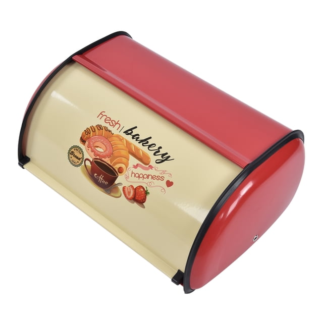 Caja De Pan De Metal De Contenedor De Pan De Pan De Gran Capacidad Para Encimera De Cocina, Recipiente Con Tapa De La Tapa Del Rollo, Mano De Obra Exquisita, Diseño De Apariencia