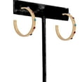 thumbnail image 4 of Time and Tru Women's Gold Tone Textured Hoop Earring with Gem Stone Stations, 4 of 4