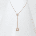 thumbnail image 5 of Double Daisy Flower Lariat Necklace with Adjustable Rose Gold Chain. Beautiful Floral Design for Woman. Great Gift., 5 of 9